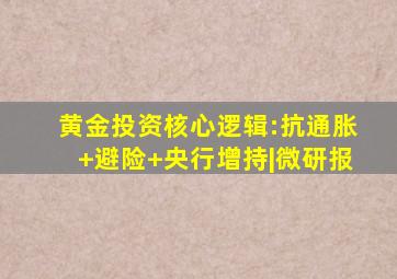 黄金投资核心逻辑:抗通胀+避险+央行增持|微研报